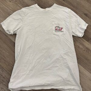 Vineyard Vines White Tee with Pink Whale Logo